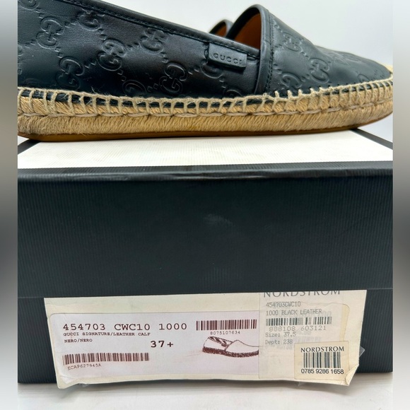 GUCCI Signature GG Leather Espadrilles Flats Women’s US 7 1/2 Black, GUCCISSIMA - Picture 16 of 16